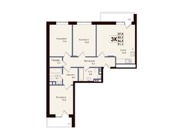 Продается 3-комнатная квартира ЖК Академия, 1 этап, 88.3  м&sup2;, 14437050 рублей