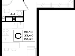 Продается 2-комнатная квартира ЖК Придонье, литер 3.1, 37.2  м&sup2;, 4464000 рублей