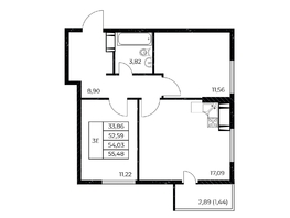 Продается 2-комнатная квартира ЖК Звезда Столицы 2, 55.48  м&sup2;, 7878160 рублей