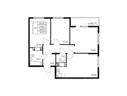 Продается 3-комнатная квартира ЖК Звезда Столицы 2, 76.75  м&sup2;, 11282250 рублей