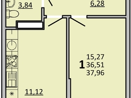 Продается 1-комнатная квартира ЖК Фрейм, 11Б, 37.9  м&sup2;, 7371550 рублей