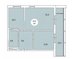 Продается 2-комнатная квартира ЖК Фрейм, 11Б, 62.4  м&sup2;, 11138400 рублей