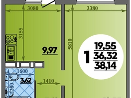 Продается 1-комнатная квартира ЖК Суворовский, литера 2, 38.14  м&sup2;, 4770000 рублей