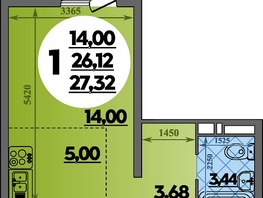 Продается Студия ЖК Суворовский, литера 6, 27.32  м&sup2;, 3732432 рублей