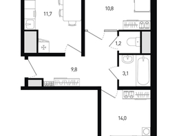 Продается 2-комнатная квартира ЖК 5 элемент Аске, лит 5-11 стр.1, сек.1,2,3,4, 52.3  м&sup2;, 8404610 рублей