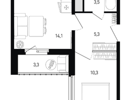 Продается 1-комнатная квартира ЖК 5 элемент Аске, лит 5-11 стр.2, сек.5,6, 34.9  м&sup2;, 4948820 рублей