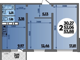 Продается 2-комнатная квартира ЖК Суворовский, литера 2, 53.88  м&sup2;, 6749999 рублей