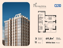 Продается 3-комнатная квартира ЖК Культура, дом 1, 69.75  м&sup2;, 10800000 рублей
