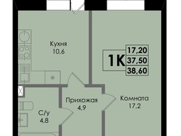 Продается 1-комнатная квартира ЖК Ботаника, дом 1, 38.6  м&sup2;, 5211000 рублей