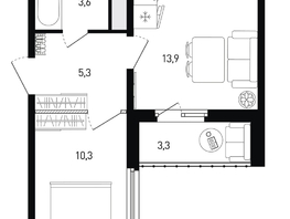 Продается 1-комнатная квартира ЖК 5 элемент Аске, лит 5-12 стр.2, сек.3,4,5,6, 34.9  м&sup2;, 5754627 рублей