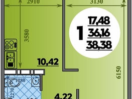 Продается 1-комнатная квартира ЖК Суворовский, литера 7, 38.38  м&sup2;, 4812852 рублей