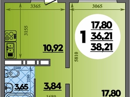 Продается 1-комнатная квартира ЖК Суворовский, литера 6, 38.21  м&sup2;, 5101035 рублей
