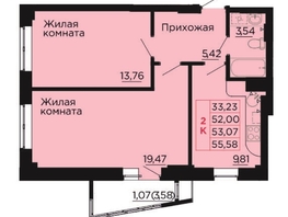 Продается 2-комнатная квартира ЖК Вишневый сад, дом 2.1, 53.2  м&sup2;, 7501200 рублей