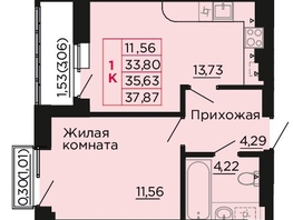 Продается 1-комнатная квартира ЖК Вишневый сад, дом 2.2, 36.3  м&sup2;, 5263500 рублей