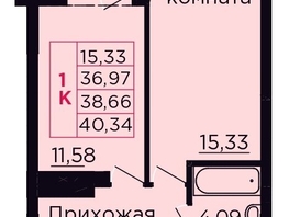 Продается 1-комнатная квартира ЖК Вишневый сад, дом 4.1, 38.66  м&sup2;, 6224260 рублей