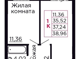 Продается 1-комнатная квартира ЖК Вишневый сад, дом 4.2, 37.24  м&sup2;, 5101880 рублей