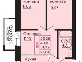 Продается 2-комнатная квартира ЖК Вишневый сад, дом 4.4, 51.02  м&sup2;, 7346880 рублей