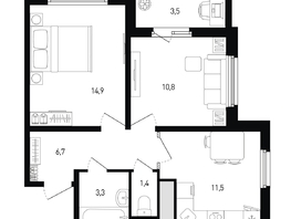 Продается 2-комнатная квартира ЖК 5 элемент Аске, лит 5-11 стр.2, сек.5,6, 50.4  м&sup2;, 5948057 рублей