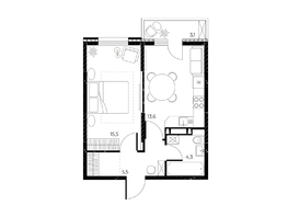 Продается 1-комнатная квартира ЖК Панорама на Театральном, литера 1, 39.8  м&sup2;, 6400000 рублей