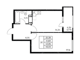 Продается 1-комнатная квартира ЖК Звезда Столицы 2, 46.03  м&sup2;, 6304269 рублей