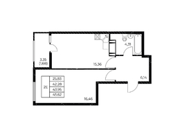 Продается 1-комнатная квартира ЖК Звезда Столицы 2, 45.62  м&sup2;, 6386800 рублей