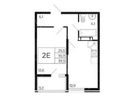 Продается 1-комнатная квартира ЖК Флора, литера 2.1, 36.95  м&sup2;, 5360825 рублей