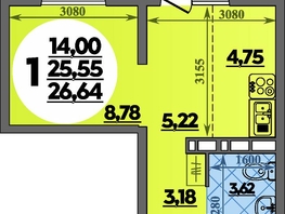 Продается Студия ЖК Платовский, литер 14, 26.64  м&sup2;, 3615048 рублей