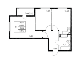 Продается 2-комнатная квартира ЖК Звезда Столицы 2, 52.7  м&sup2;, 7588800 рублей