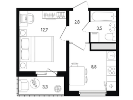 Продается 1-комнатная квартира Ткачева ул, 29.5  м&sup2;, 4088700 рублей