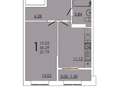 Продается 1-комнатная квартира ЖК Фрейм, 11А, 37.79  м&sup2;, 6405405 рублей