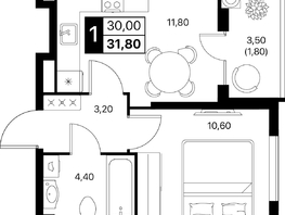 Продается 1-комнатная квартира ЖК Эстет, литер 48.2, 31.8  м&sup2;, 5159868 рублей