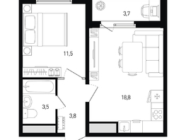 Продается 1-комнатная квартира Ткачева ул, 39.4  м&sup2;, 5056596 рублей