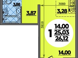 Продается Студия ЖК Суворовский, литера 1, 26.12  м&sup2;, 3550000 рублей
