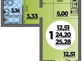 Продается Студия ЖК Платовский, литер 13, 25.28  м&sup2;, 3571216 рублей