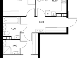 Продается 2-комнатная квартира ЖК Эстет, литер 48.2, 62.6  м&sup2;, 8999376 рублей