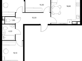 Продается 3-комнатная квартира ЖК Эстет, литер 48.2, 83  м&sup2;, 11102080 рублей