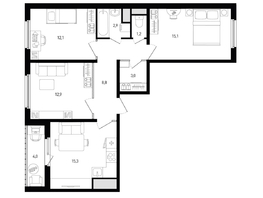 Продается 3-комнатная квартира ЖК Левенцовка Парк, лит 8-11 стр.2, сек.4,5, 73.5  м&sup2;, 11223450 рублей