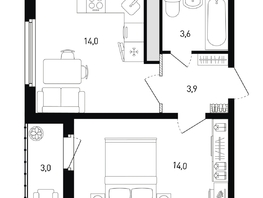 Продается 1-комнатная квартира ЖК 5 элемент Аске, лит 5-11 стр.1, сек.1,2,3,4, 37  м&sup2;, 6312200 рублей