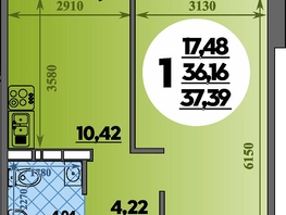 Продается 1-комнатная квартира ЖК Суворовский, литера 7, 37.39  м&sup2;, 4663632 рублей