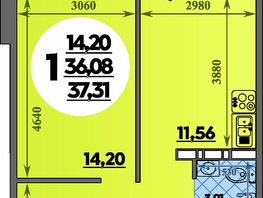 Продается 1-комнатная квартира ЖК Суворовский, литера 7, 37.31  м&sup2;, 4775680 рублей