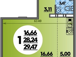 Продается Студия ЖК Суворовский, литера 7, 29.47  м&sup2;, 4085730 рублей