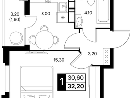 Продается 1-комнатная квартира ЖК Эстет, литер 48.2, 32.2  м&sup2;, 5224772 рублей