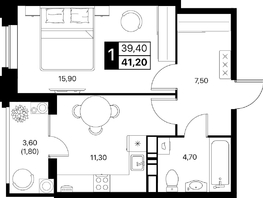 Продается 1-комнатная квартира ЖК Эстет, литер 49.1, 41.2  м&sup2;, 7027072 рублей