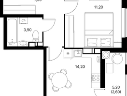 Продается 1-комнатная квартира ЖК Эстет, литер 48.2, 39.8  м&sup2;, 6219148 рублей