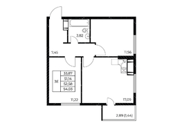 Продается 2-комнатная квартира ЖК Звезда Столицы 2, 54.03  м&sup2;, 8509725 рублей