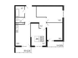 Продается 3-комнатная квартира Назарько ул, 65.2  м&sup2;, 10100000 рублей