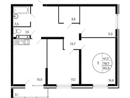 Продается 3-комнатная квартира Александра Невского ул, 79.65  м&sup2;, 8841150 рублей