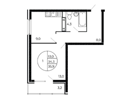 Продается 1-комнатная квартира Александра Невского ул, 35.1  м&sup2;, 4800000 рублей