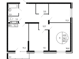 Продается 3-комнатная квартира Александра Невского ул, 79.6  м&sup2;, 8835600 рублей