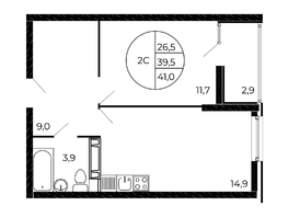 Продается 2-комнатная квартира Александра Невского ул, 40.55  м&sup2;, 4906550 рублей